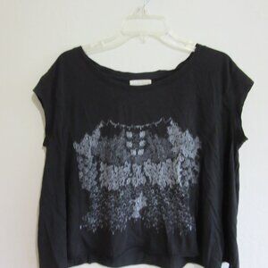 MILLO Black Gothic Grunge Boho S Short Sleeve Relaxed Cotton Top